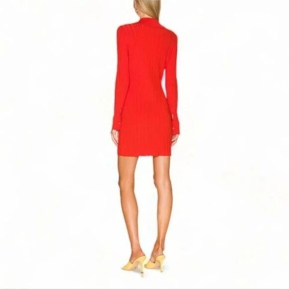 MILLY x Revolve Polo Ribbed Cardigan Button Up Coral Mini Dress Size Large - Picture 3 of 9